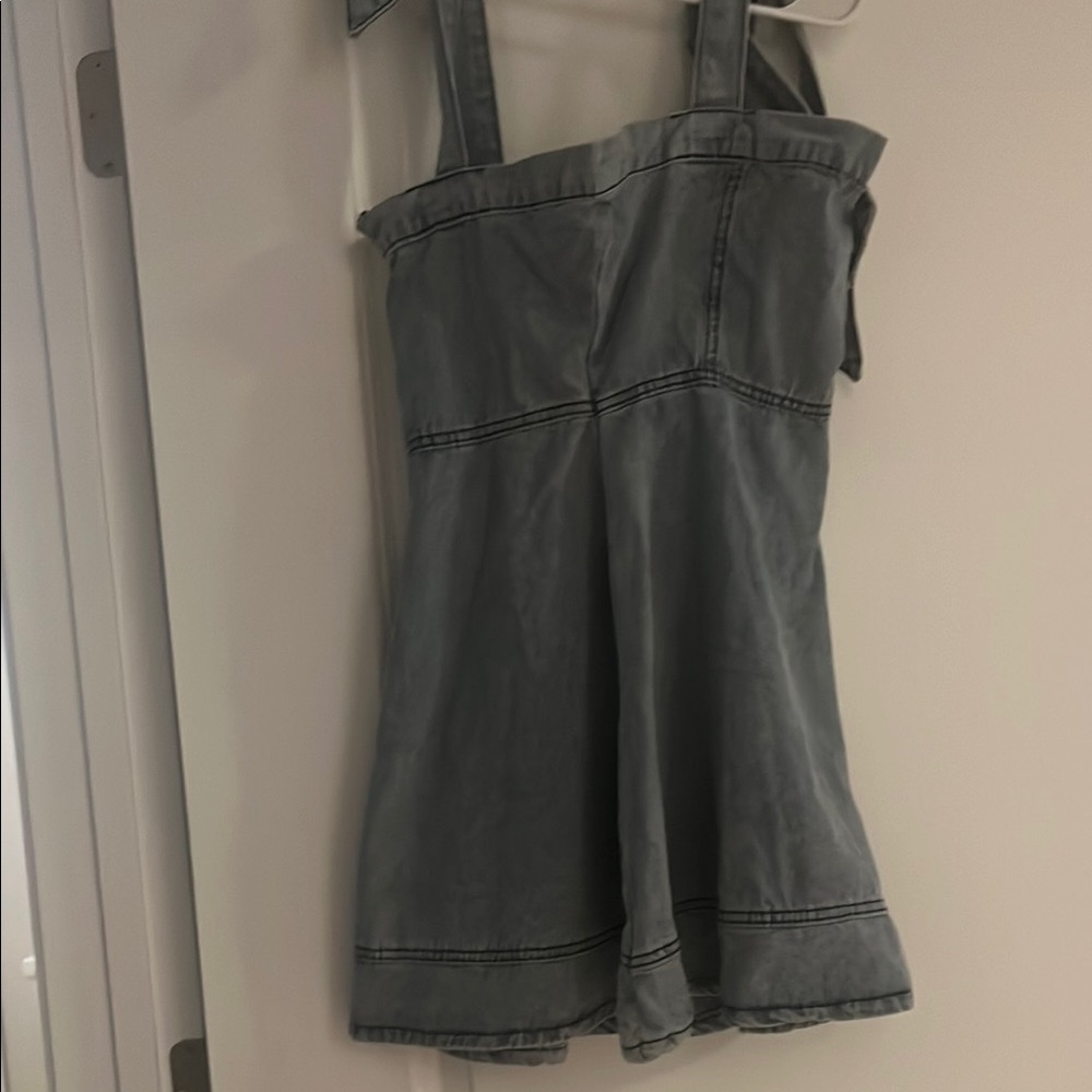Gray Denim Strapless Dress